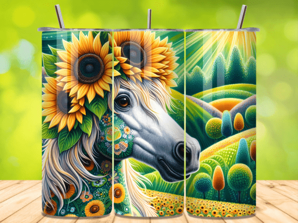 Download Hippie Horse Sunflower Landscape Tumbler - Premium Resources