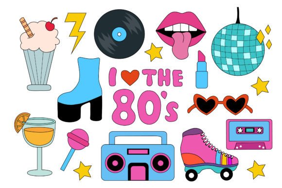 Download Set of 80s Retro Elements - Retro elements Collection