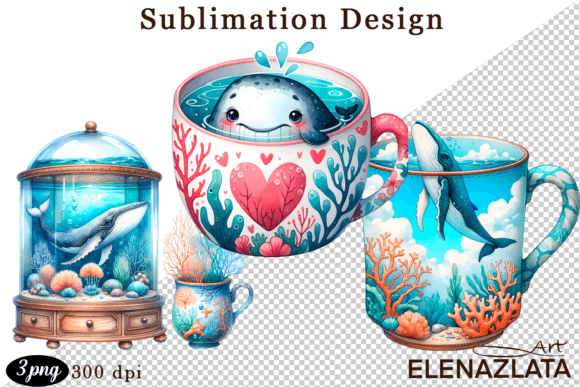 Download Cute Whale Animals in a Cup for Clipart - Cute whale Collection