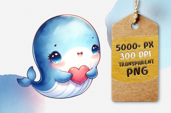 Download Cute Whale Holding a Heart - Cute whale Collection