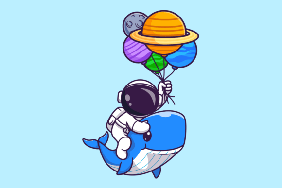 Download Cute Astronaut Riding Cute Whale Cartoon - Cute whale Collection