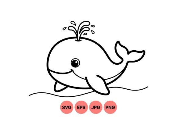 Download Cute Whale Outline Illustration - Cute whale Collection