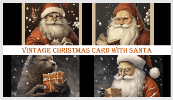 Download Vintage Christmas Card with Santa - Vintage christmas card Collection