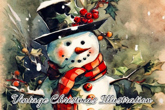 Download Vintage Christmas Card Illustration V - Premium Resources